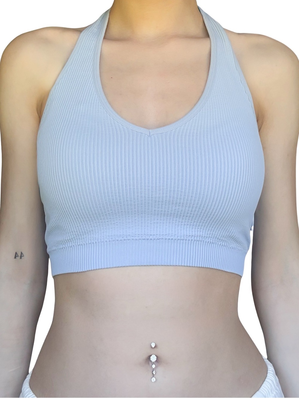 GARAGE Crop Halter Top Baby Blue Size XS GUC